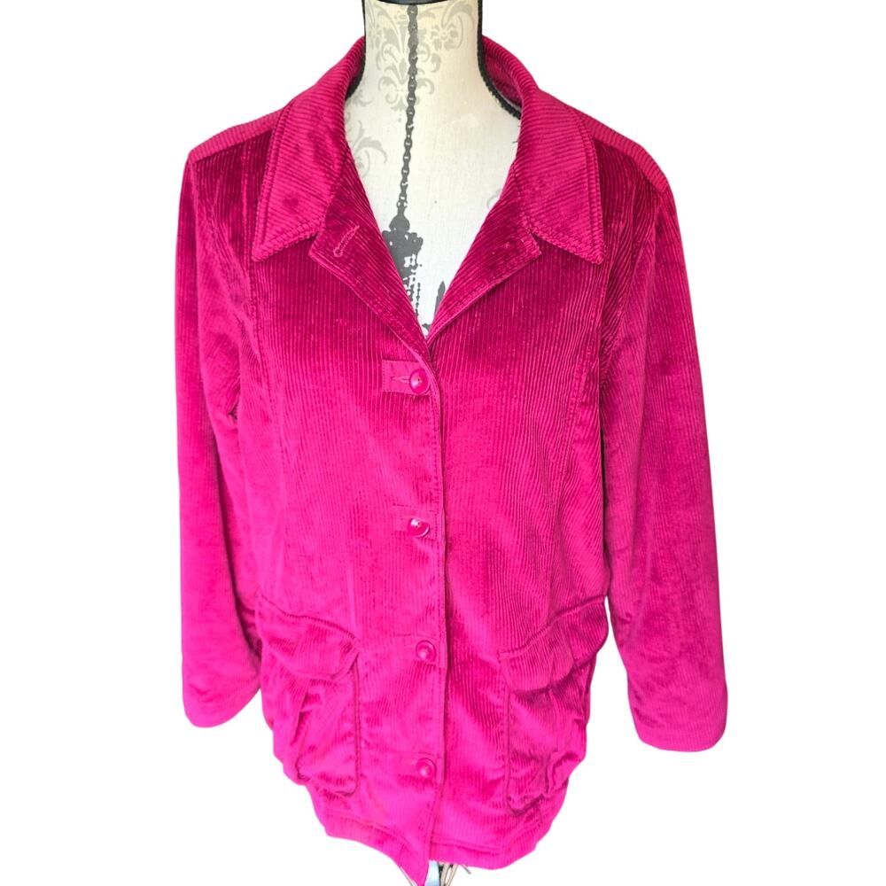Vintage L.L. Bean Corduroy Red Pink Jacket Womens Size XL Reg